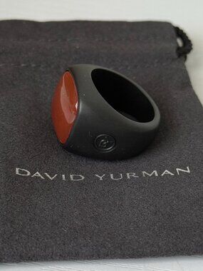 David Yurman Men's Red Carnelian Titanium Exotic Stone Ring Band  10US
